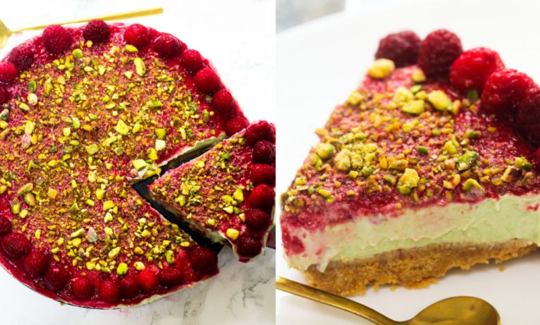 Cheesecake cremoso, dos sonhos e absolutamente majestoso de Framboesa e Pistache – onde cada fatia conta uma história de sabor e finesse Cheesecake cremoso, dos sonhos e absolutamente majestoso de Framboesa e Pistache – onde cada fatia conta uma história de sabor e finesse