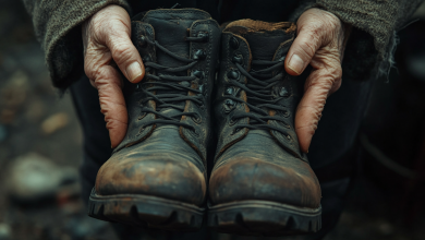 Na escada do prédio sempre havia um par de velhos sapatos – até que, um dia, eles desapareceram, deixando apenas um bilhete