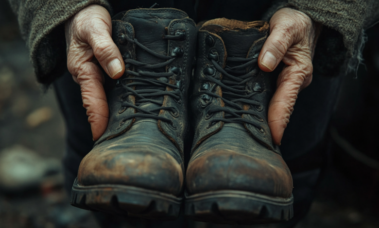 Na escada do prédio sempre havia um par de velhos sapatos – até que, um dia, eles desapareceram, deixando apenas um bilhete Na escada do prédio sempre havia um par de velhos sapatos – até que, um dia, eles desapareceram, deixando apenas um bilhete