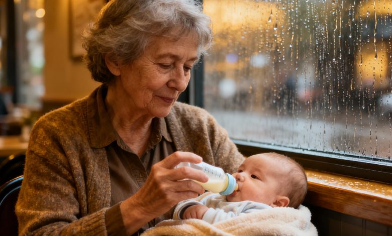 Naquele dia chuvoso, entrei em um café para alimentar minha neta chorando, mas em vez de conforto, recebi uma onda de negatividade… e então uma voz masculina firme se ouviu em nossa direção — e após suas palavras, o café mergulhou em silêncio…