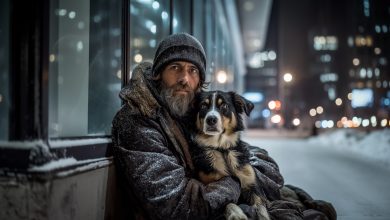 Naquela noite, eu simplesmente alimentei um homem sem-teto e seu cachorro, e um mês depois meu chefe me chamou e disse: “Você não tem ideia do que fez…”