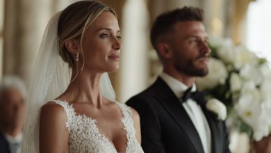 Eu estava de pé no altar, e no momento em que o padre abriu a Bíblia, a porta da igreja escancarou-se e uma mulher com uma criança nos braços entrou…