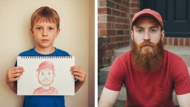 O filho passou seis meses desenhando o mesmo estranho. Uma manhã, ele bateu à nossa porta