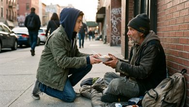 O dono do restaurante repreendeu seu filho de doze anos por alimentar um sem-teto. O menino deu ao pai uma lição para a vida toda