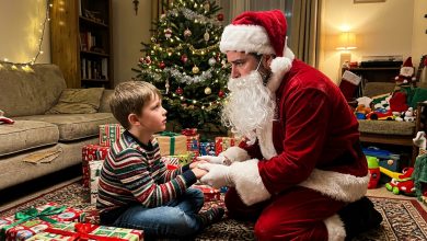 Eu contratei um homem para interpretar o Papai Noel para o meu filho — e notei que ele tinha uma marca de nascença igual à do meu filho