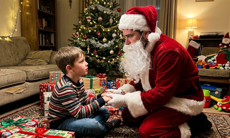 Eu contratei um homem para interpretar o Papai Noel para o meu filho — e notei que ele tinha uma marca de nascença igual à do meu filho