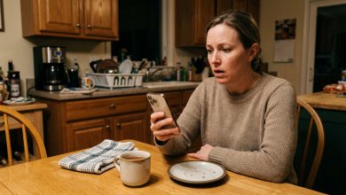 No sábado, ele teve uma “chamada de trabalho” e saiu por apenas uma hora. Naquela noite, uma garçonete me enviou uma mensagem nas redes sociais: “Eu não quero interferir, mas seu marido deixou algo na mesa.”