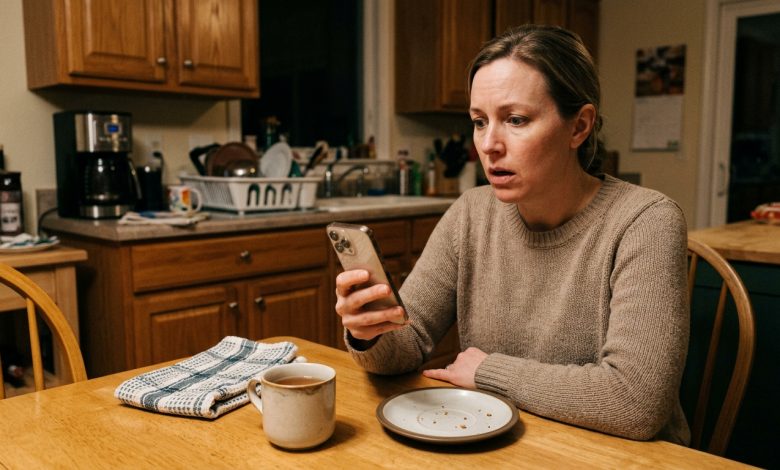 No sábado, ele teve uma “chamada de trabalho” e saiu por apenas uma hora. Naquela noite, uma garçonete me enviou uma mensagem nas redes sociais: “Eu não quero interferir, mas seu marido deixou algo na mesa.”