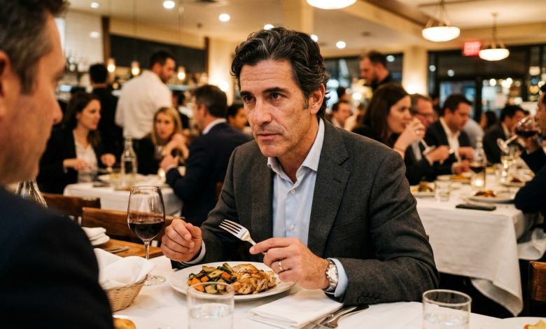 No jantar corporativo, meu sogro se levantou com uma taça na mão e disse que a filha dele poderia ter encontrado um marido melhor — a mesa caiu na risada — esperei ele se sentar, deixei o garfo no prato e disse uma única frase, depois da qual ele não olhou mais nos meus olhos até o fim da noite.