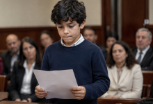 No tribunal, eu lutava pela guarda do meu filho… mas tudo mudou quando meu filho de sete anos levantou a mão de repente e pediu para ler uma carta do pai…